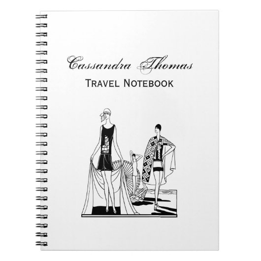  Kunst Deco Fashionable Dames in het strand Notitieboek (Voorkant)