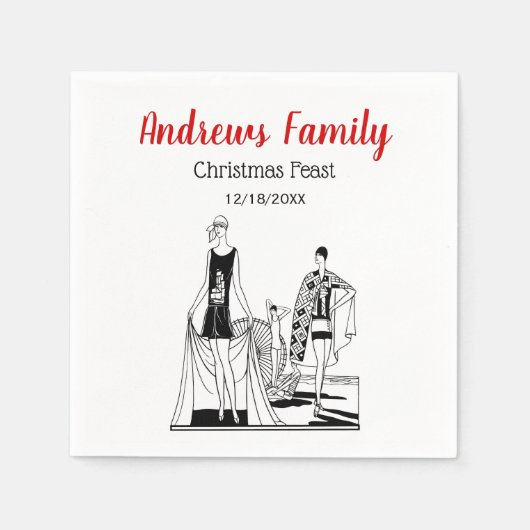 Kunst Deco Fashionable Dames in het strand Servetten (Voorkant)