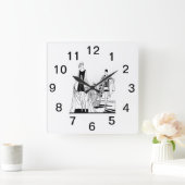  Kunst Deco Fashionable Dames in het strand Vierkante Klok (Huis)