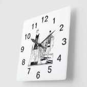  Kunst Deco Fashionable Dames in het strand Vierkante Klok (Hoek)