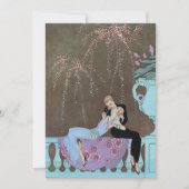 kunst Deco Fireworks Wedding Save the Date (Voorkant)