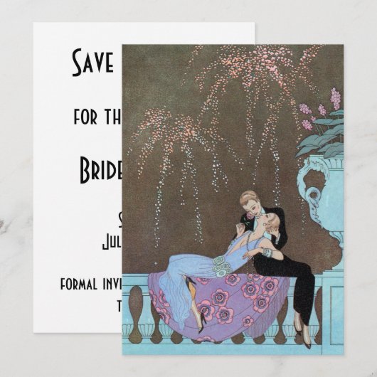 kunst Deco Fireworks Wedding Save the Date (Voorkant / Achterkant)