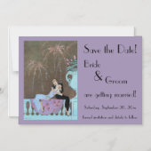 kunst Deco Fireworks Wedding Save the Date Magnetische Uitnodiging (Voorkant)