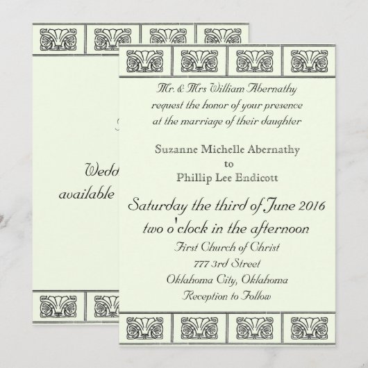  kunst Deco Flowers Wedding Kaart (Voorkant / Achterkant)