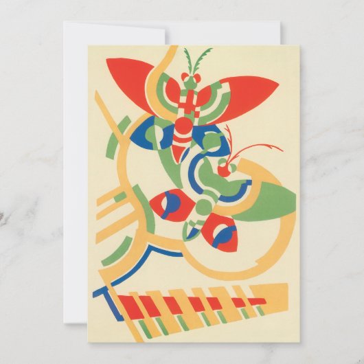 Kunst Deco Garden Butterflies Uitnodiging (Voorkant)