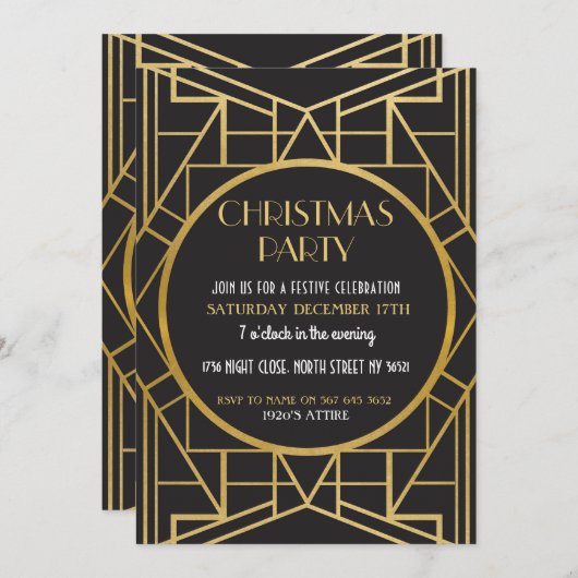 Kunst Deco Gatsby 20 jaar met kerstfeest in 1920 Kaart (Voorkant / Achterkant)