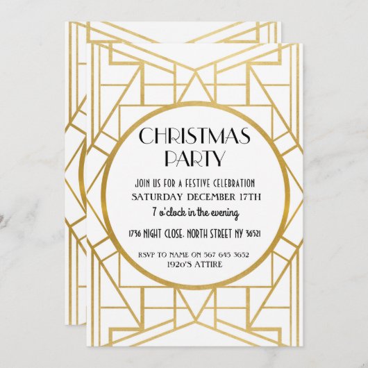 Kunst Deco Gatsby 20 jaar met kerstfeest in 1920 Kaart (Voorkant / Achterkant)