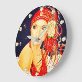 Kunst Deco Gatsby Girl Wall Clock uit 1920 Grote Klok (Hoek)
