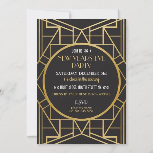 Kunst Deco Gatsby uit 1920: Geweldige nieuwjaarsfe Kaart (Voorkant)