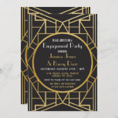 Kunst Deco Gatsby Verloving van 1920 Nodig uit Kaart (Voorkant / Achterkant)