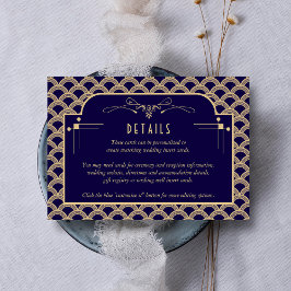 Kunst Deco Gatsby Wedding Detail van de van 1920 Informatiekaartje