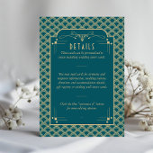 Kunst Deco Gatsby Wedding Detail van de van 1920 Informatiekaartje