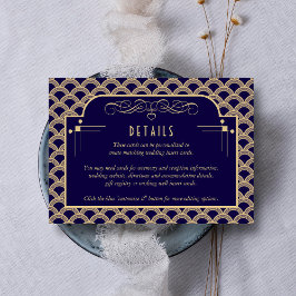 Kunst Deco Gatsby Wedding Detail van de van 1920 Informatiekaartje