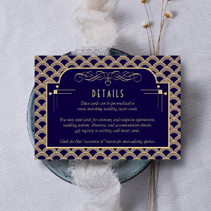Kunst Deco Gatsby Wedding Detail van de   van 1920 Informatiekaartje