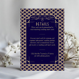 Kunst Deco Gatsby Wedding Detail van de van 1920 Informatiekaartje