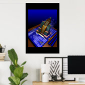 Kunst Deco-gebouw afkomstig van blauwdruk Poster (Thuiskantoor)