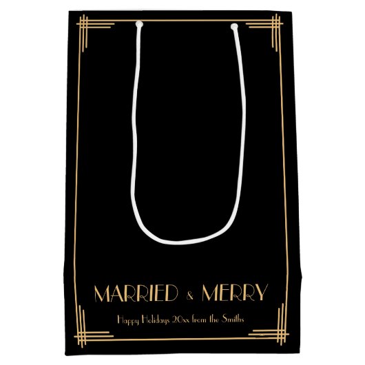 Kunst deco gehuwd en prettige kerstcadeautassen medium cadeauzakje (Achterkant)