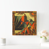 Kunst Deco geïnspireerde vierkante muurklok Vierkante Klok (Huis)