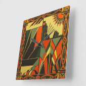 Kunst Deco geïnspireerde vierkante muurklok Vierkante Klok (Hoek)