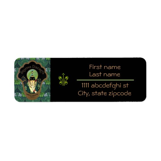 Kunst deco gemaskerde vrouw  etiket (Voorkant)