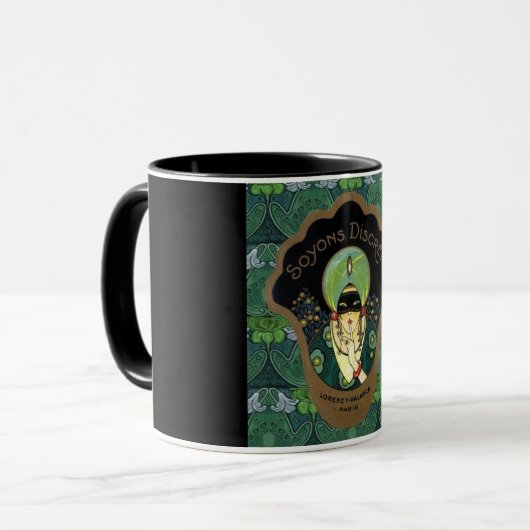 Kunst deco gemaskerde vrouw  mok (Voorkant links)