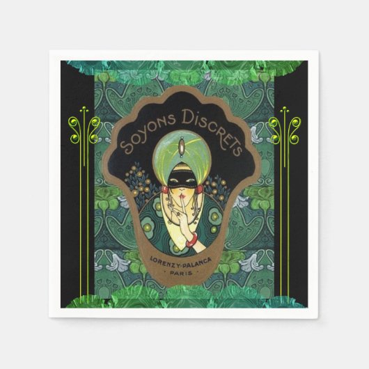 Kunst deco gemaskerde vrouw  servet (Voorkant)