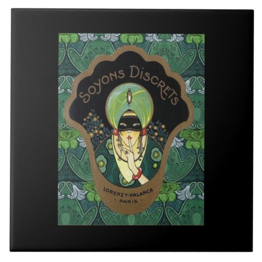 Kunst deco gemaskerde vrouw  tegeltje (Voorkant)