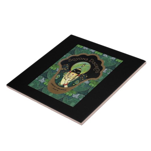 Kunst deco gemaskerde vrouw tegeltje (Zijkant)