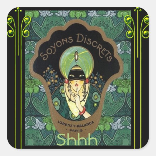 Kunst deco gemaskerde vrouw  vierkante sticker (Voorkant)