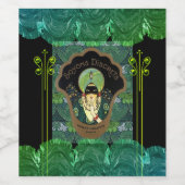 Kunst deco gemaskerde vrouw wijn etiket (Enkel label)