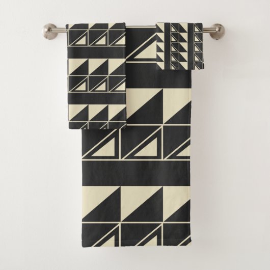  kunst Deco Geometrische vormen Zwart-wit Bad Handdoek (Insitu)