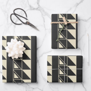  kunst Deco Geometrische vormen Zwart-wit Inpakpapier Vel