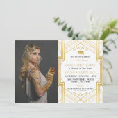 Kunst Deco Gold Photo Afstuderen Gatsby Party 1920 Kaart (Staand voorkant)