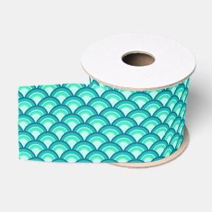 Kunst Deco-golfpatroon - schaduwen van turquoise Grosgrain Lint