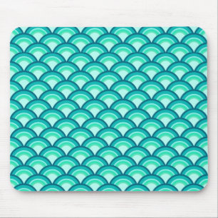Kunst Deco-golfpatroon - schaduwen van turquoise Muismat