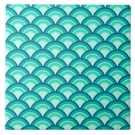 Kunst Deco-golfpatroon - schaduwen van turquoise Tegeltje (Voorkant)