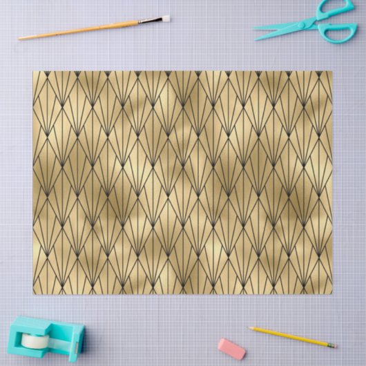 Kunst deco goudzwart betegeld patroon tissuepapier (Craft)