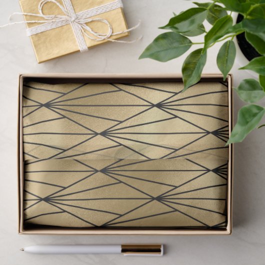 Kunst deco goudzwart betegeld patroon tissuepapier (Geschenk)