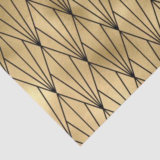 Kunst deco goudzwart betegeld patroon tissuepapier (Detail)