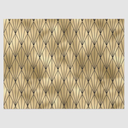 Kunst deco goudzwart betegeld patroon tissuepapier (Voorkant)