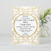 Kunst Deco Graduation Party Gatsby Gold Invite uit Kaart (Staand voorkant)
