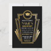 Kunst Deco Graduation Party Gold Invite Gatsby uit Kaart (Voorkant)