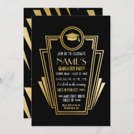 Kunst Deco Graduation Party Gold Invite Gatsby uit Kaart