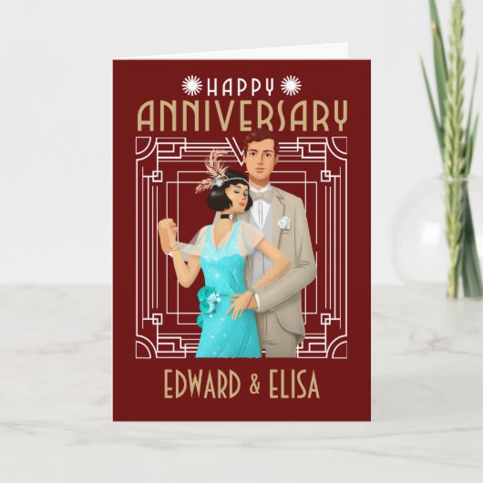 Kunst Deco Happy Jubileum noemt elk jaar Bourgogne Kaart (Voorkant)