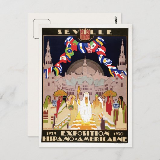  kunst deco Hispano-Amerikaanse expo Sevilla Briefkaart (Voorkant / Achterkant)