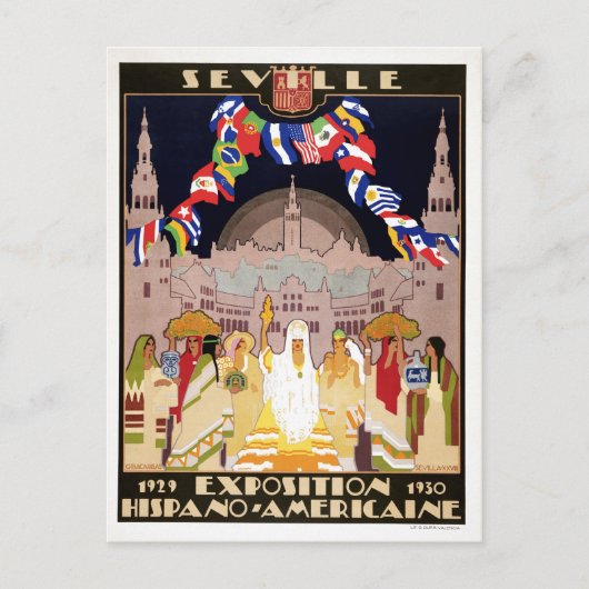 kunst deco Hispano-Amerikaanse expo Sevilla Briefkaart (Voorkant)