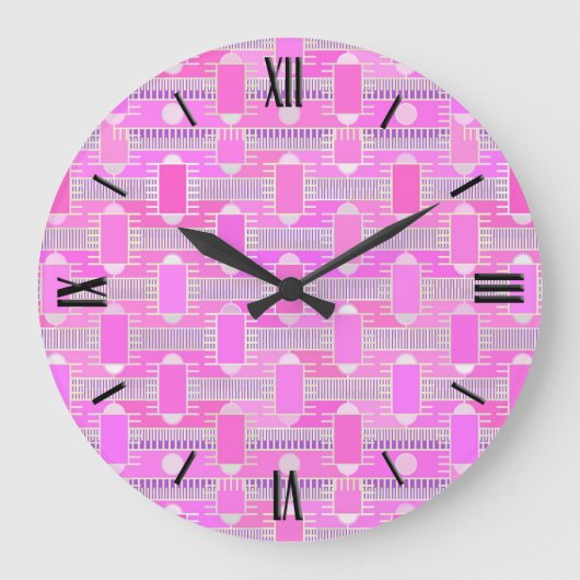 Kunst Deco industriële chic - roze, mauve Grote Klok (Voorkant)