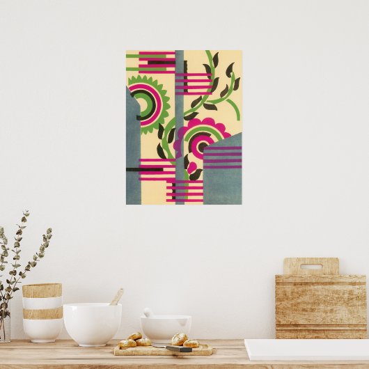 kunst deco Jazz Pochoir Geometric Pattern Poster (Keuken)