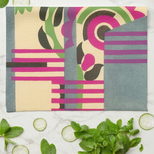  kunst deco Jazz Pochoir Geometric Pattern Theedoek (Gevouwen)