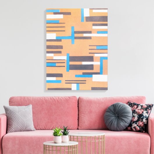 Kunst Deco Jazz Pochoir, Geometrisch Patroon Canvas Afdruk (Insitu (Woonkamer))